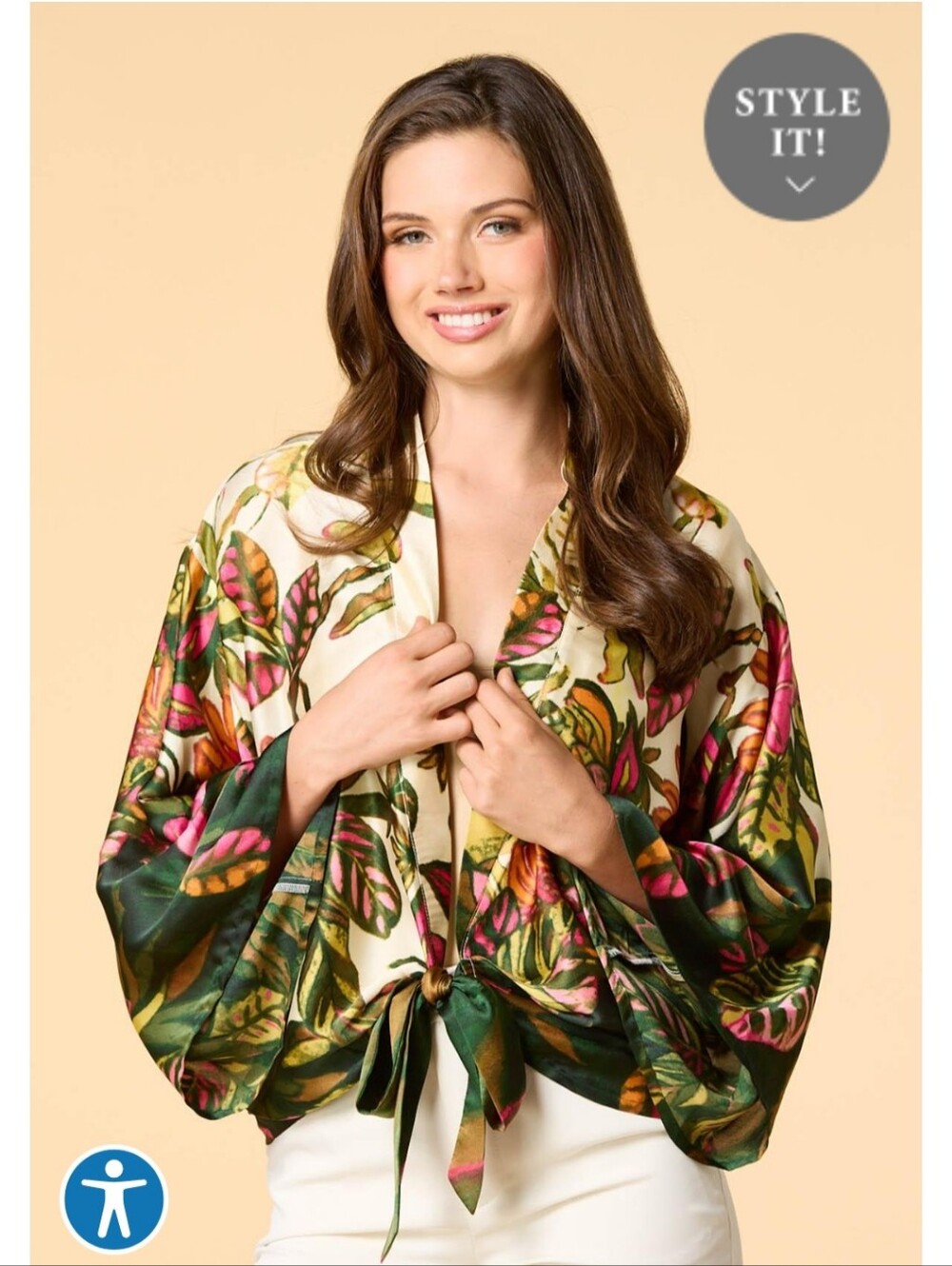 jungle satin kimono Top Silk Jacket